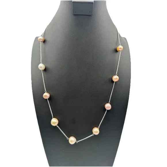 Honora Sterling Silver Pink & White Fresh Water Pearl Collection Necklace VTG - Picture 5 of 11